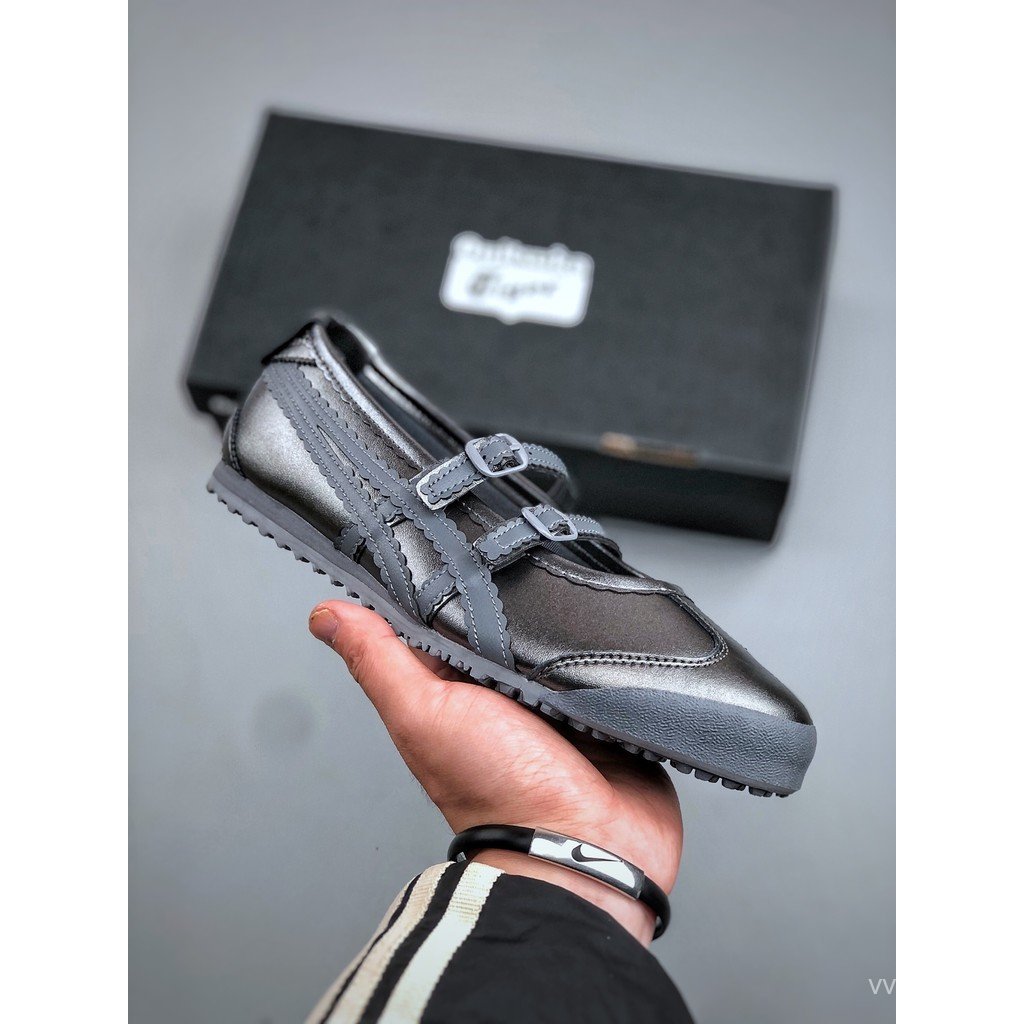 2026Asics Onitsuka Tiger Mary Jane รองเท้าบัลเล่ต์รองเท้าพยาบาลรองเท้า Slip-On รอบ Toe Professional 