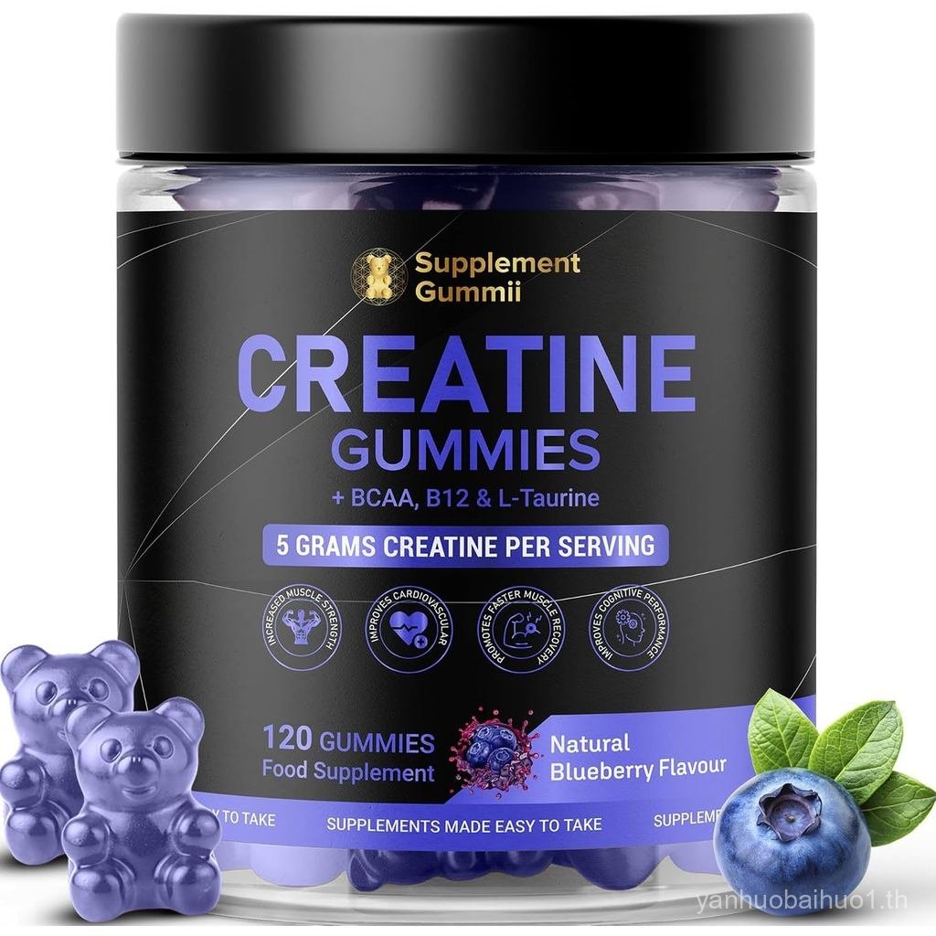 Creatine Monohydrate 5000mg พร้อม BCAA 500mg B12 200mcg & Taurine 500mg 120ct สําหรับผู้ชายและผู้หญิ