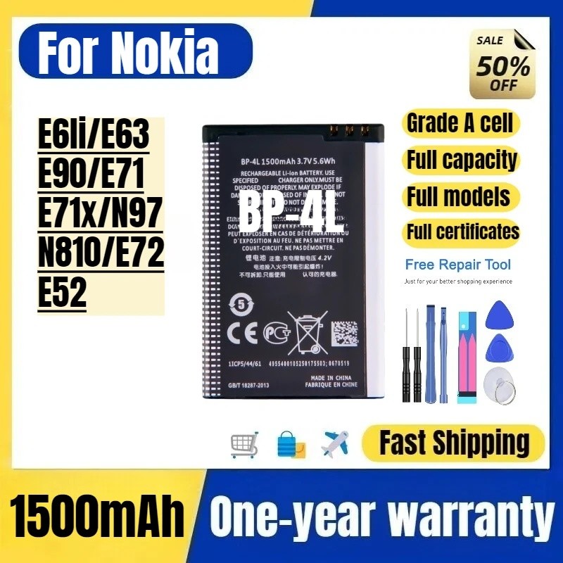 BP-4L สําหรับ Nokia E6li/E63/E90/E71/E71x/N97/N810/E72/E52 โทรศัพท์แบตเตอรี่คุณภาพสูงเปลี่ยน Bateria