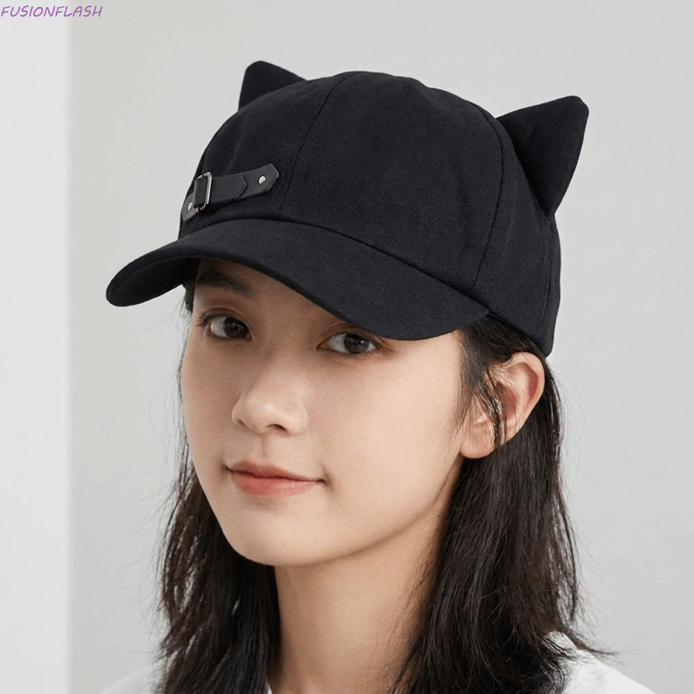 FUSIONFLASH หมวก Newsboy, Lolita Black Cat Ears Beret, Kawaii Star Harajuku Steampunk Punk Peaked Ca