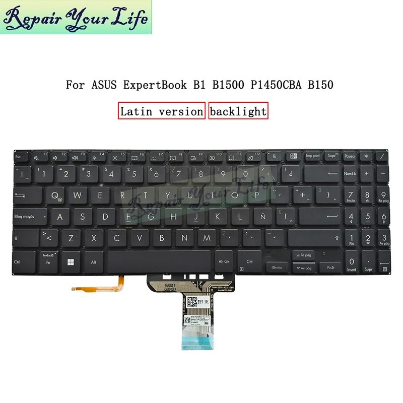 US UI แป้นพิมพ์แบ็คไลท์แบบละตินสําหรับ ASUS ExpertBook B1 B1500 B1500C P1450 P1450 PX555C B1500CEA 0