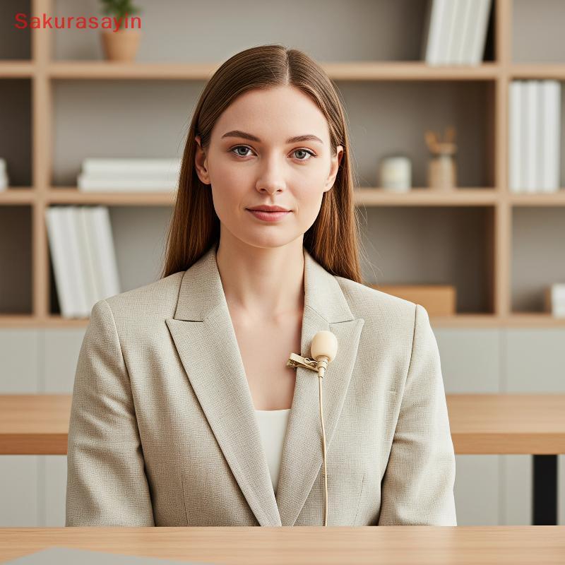 {Sakurasayin} ZL-F1720 Beige Lapel Clip Microphone 80-20KHZ Portable Clip-on Mic for ASMR Recording 