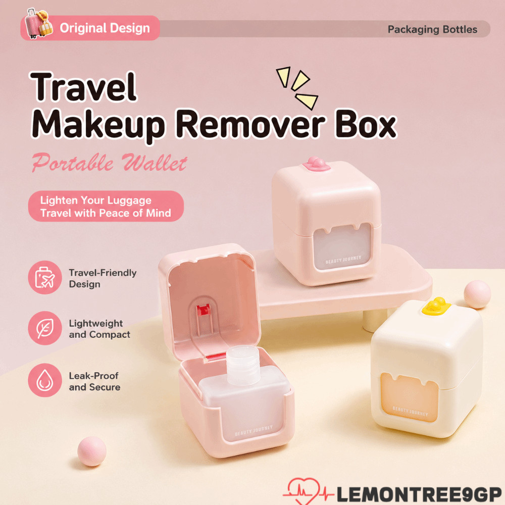 LEMONTREE9GP Travel Makeup Remover ขวดย่อยขวดเดินทางแบบพกพาป้องกันการรั่วน่ารัก 2-in-1 กันน้ํามัลติฟ