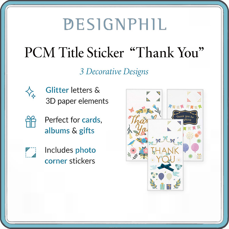 MIDORI PCM Thank You Decorative Stickers for Scrapbooking, Cards & Albums – Flower, Ribbon & Party D