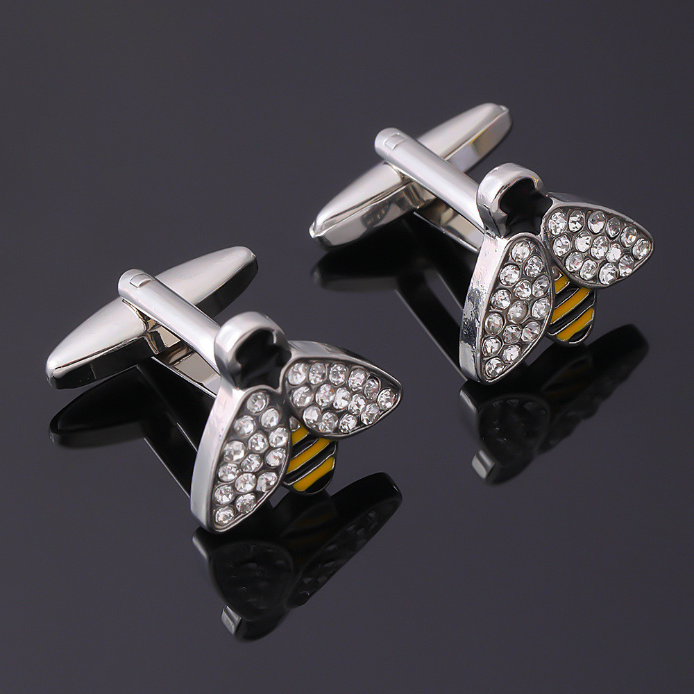Bee Cufflinks Crystal Animal French Shirt Cuff Links Mens Accessories