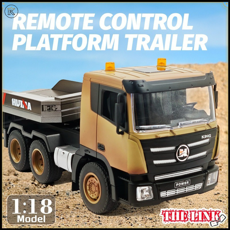Delin 1318 Nine Channel RC Flatbed Trailer จําลองวิศวกรรมยานพาหนะรีโมทคอนโทรลไฟฟ้ารุ่นรถของเล่นสําหร