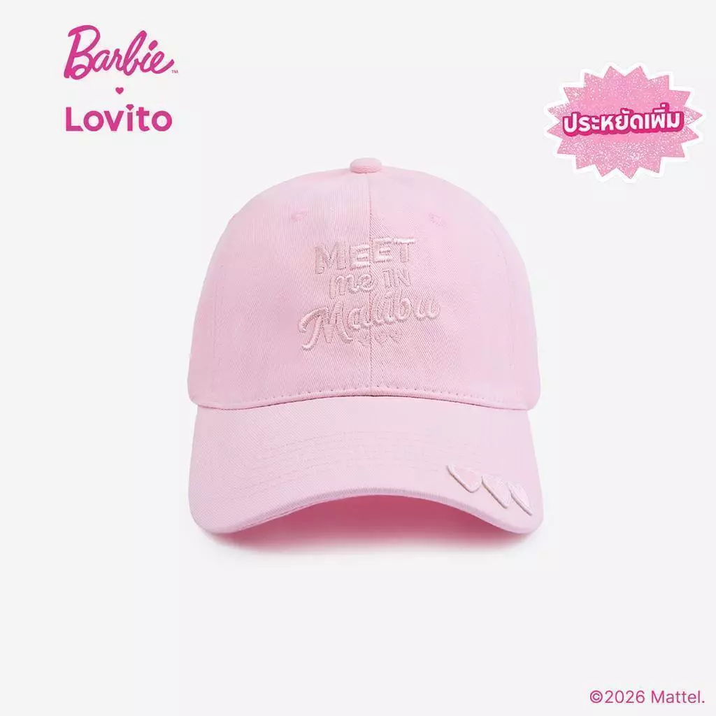 Barbie™ X Lovito หมวกทรงลำลองปักลายสไตล์สุดน่ารักสำหรับฤดูร้อน เกาหลี อินเทรนด์ LB1AD029
