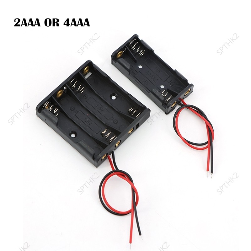 1.5V สล็อต AAA แบตเตอรี่กล่องแบตเตอรี่ AAA แบตเตอรี่พร้อมตะกั่วลวด 2 4 ช่อง AAA 3A 6v 2x1.5v 4x1.5v THK2