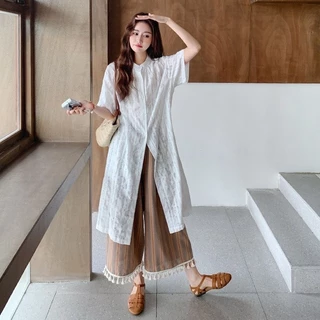 Dahong 99550/51 เสื้อคลุมยาวผ้าลูกไม้ + กางเกงขายาวทรงหลวมแบบลำลอง