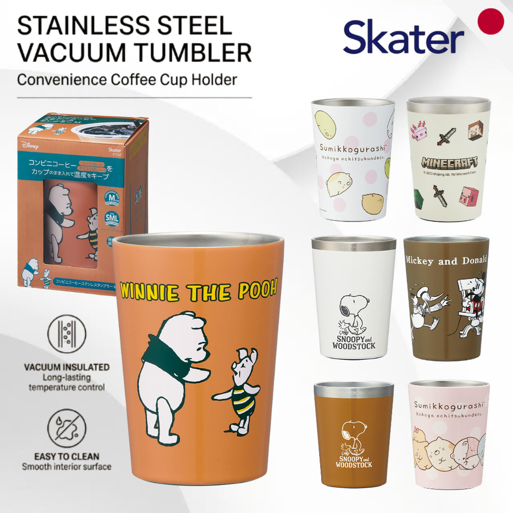 Skater Stainless Steel Vacuum Tumbler - ที่วางแก้วกาแฟสะดวก Disney Japan STCV2 STCV1