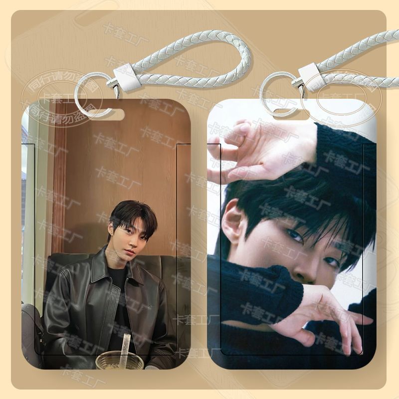 ที่ใส่บัตรพิมพ์ลาย Hwang In-youp พร้อมเชือกเส้นเล็กสําหรับการ์ดนักเรียน, การ์ดรถบัส, บัตรประจําตัว