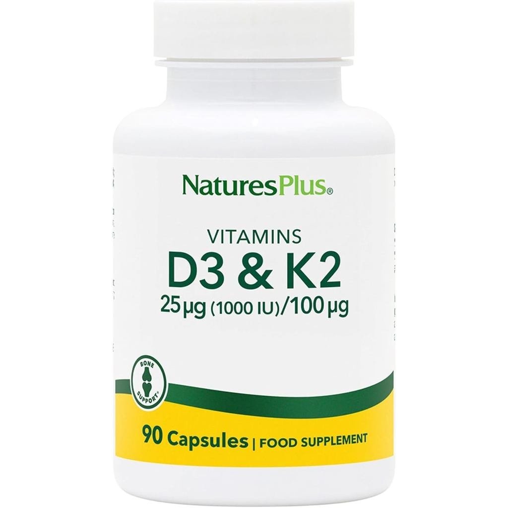 NaturesPlus D3 K21000 IU D พร้อม 100 mcg K – พอร์ตระบบ Bs และ Immune Gluten มังสวิรัติ 90 แคปซูล