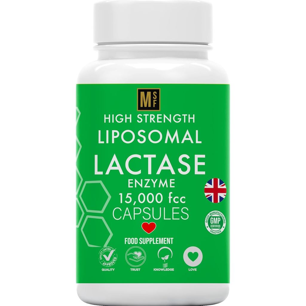 Liposomal Lactase Enzyme 15000FCC | แคปซูล Lactase ความแข็งแรงสูง 120 แคปซูล | เม็ดเอนไซม์ | อาหารแล