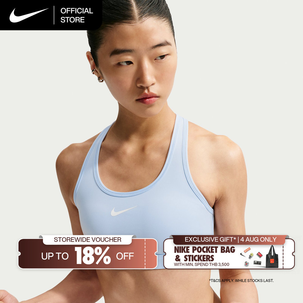 Nike Women's Swoosh Medium Support Padded Sports Bra - Hydrogen Blue [DX6822-407]