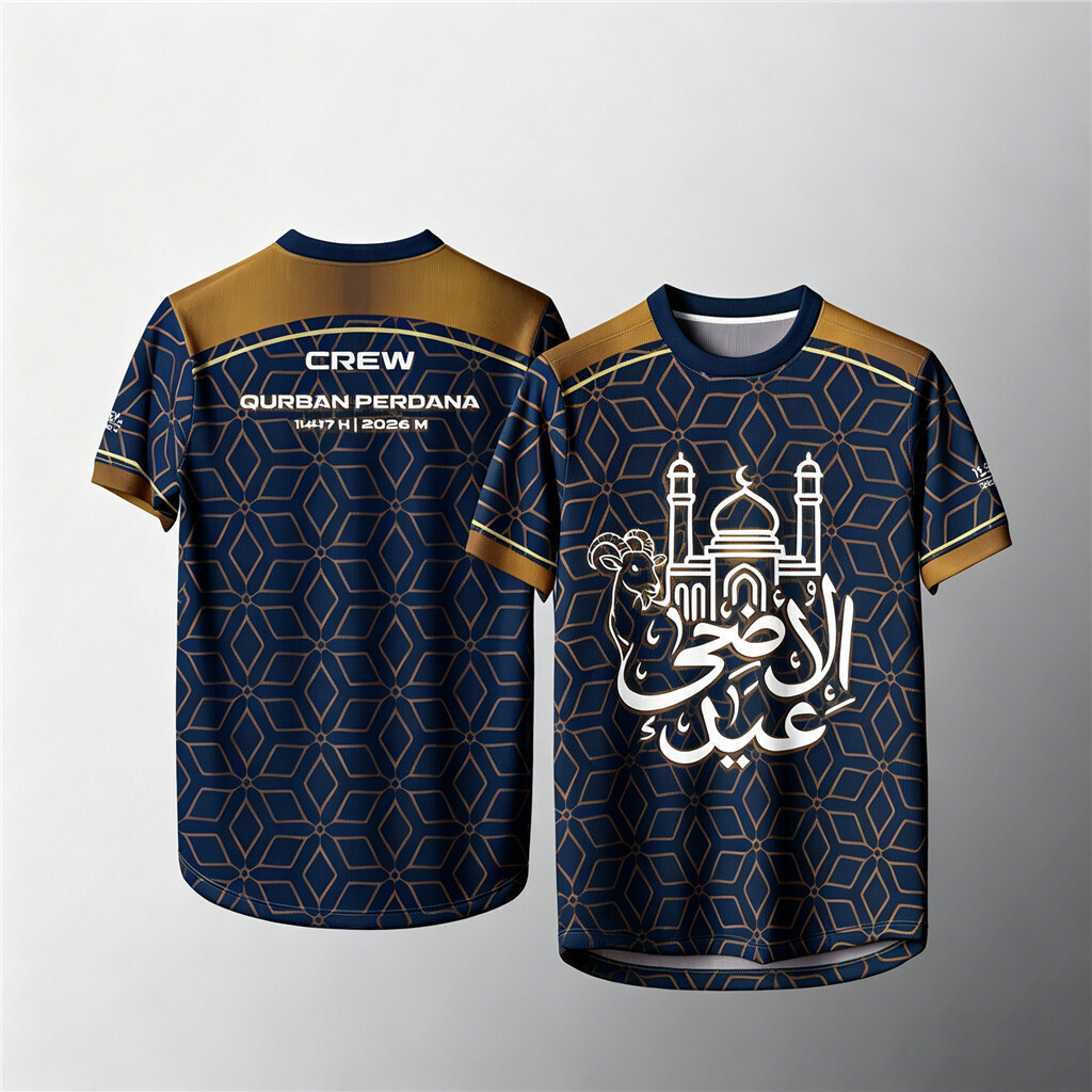 ระเหิดเสื้อกราฟิกอิสลาม Eid Al Adha 2026 Qurban ลูกเรือคอ Breathable Tees