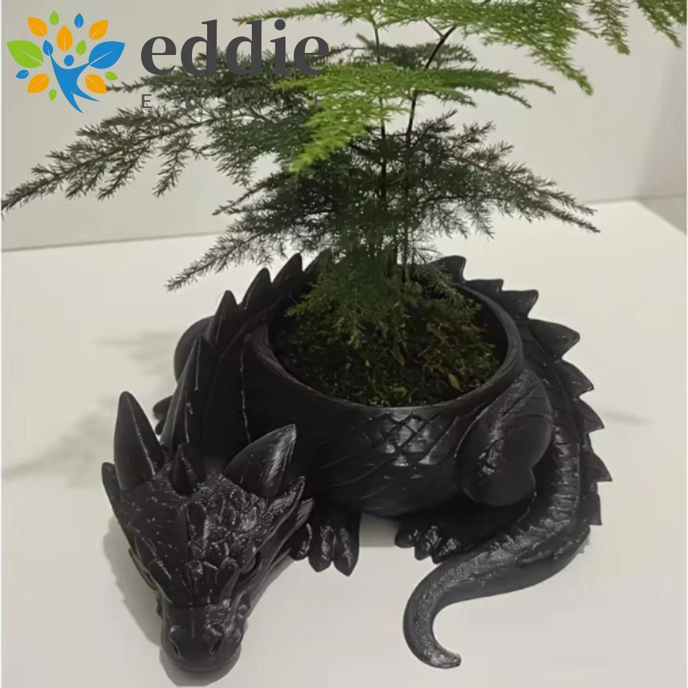 EDIE กระถางต้นไม้รูปมังกร, 3D พิมพ์ Creative Succulent Planter, แบบพกพามินิตลก Handmade สัตว์ดอกไม้หม้อสําหรับ Yard Garden