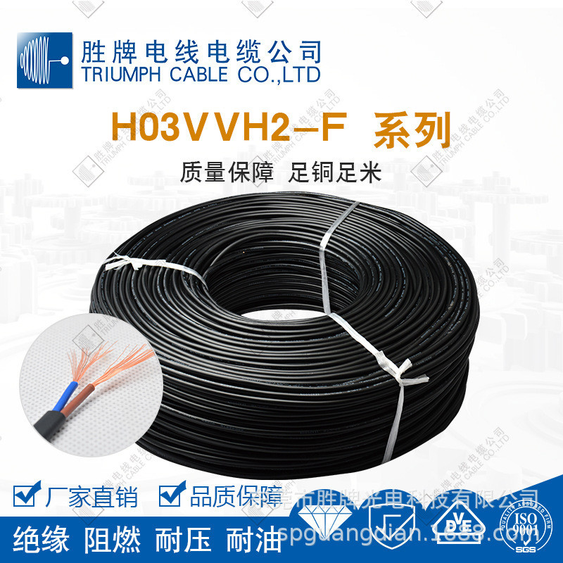 สายไฟแบนมาตรฐาน VDE รุ่น H03VVH2-F ได้รับการรับรองมาตรฐานยุโรป สายหุ้มฉนวน PVC รุ่น H05VVH2-F