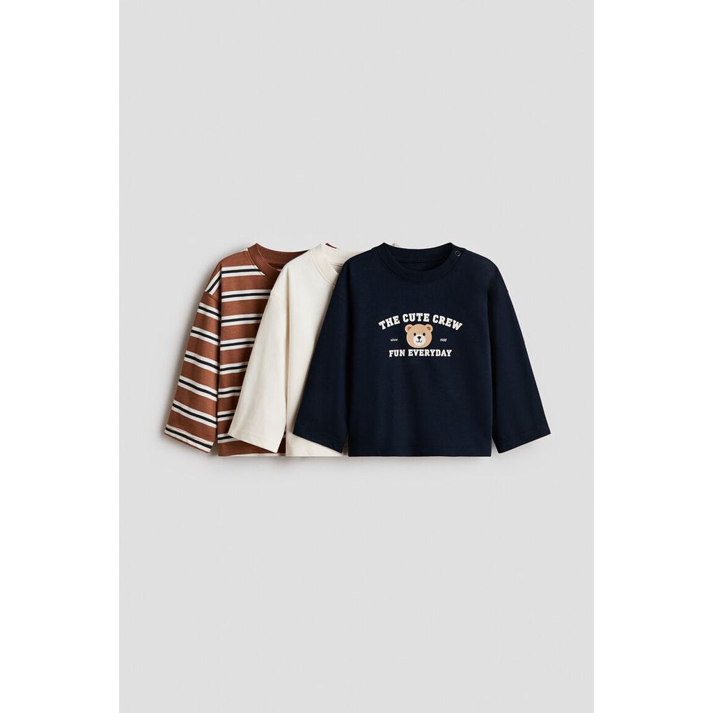 H&M(เอชแอนด์เอ็ม) ชุดเสื้อยืดแขนยาวผ้าฝ้าย 3 ตัว เด็กทารก 1341692_3