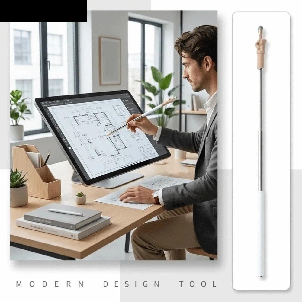 AUBREY1 Telescopic Teacher Pointer,Soft Stylus TipสแตนเลสRetractable Rod ขยายนิ้วมืออ่านStylus, Ergo