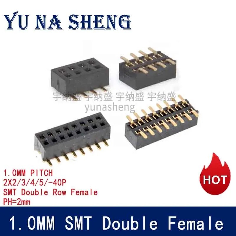 10pcs 1.0mm SMT คู่แถว 2x3P/4P/5P/6p/7p/10p/20p-50P PH2mm Rohs Gold High Temp W/O โพสต์แนวตั้ง SMT ห