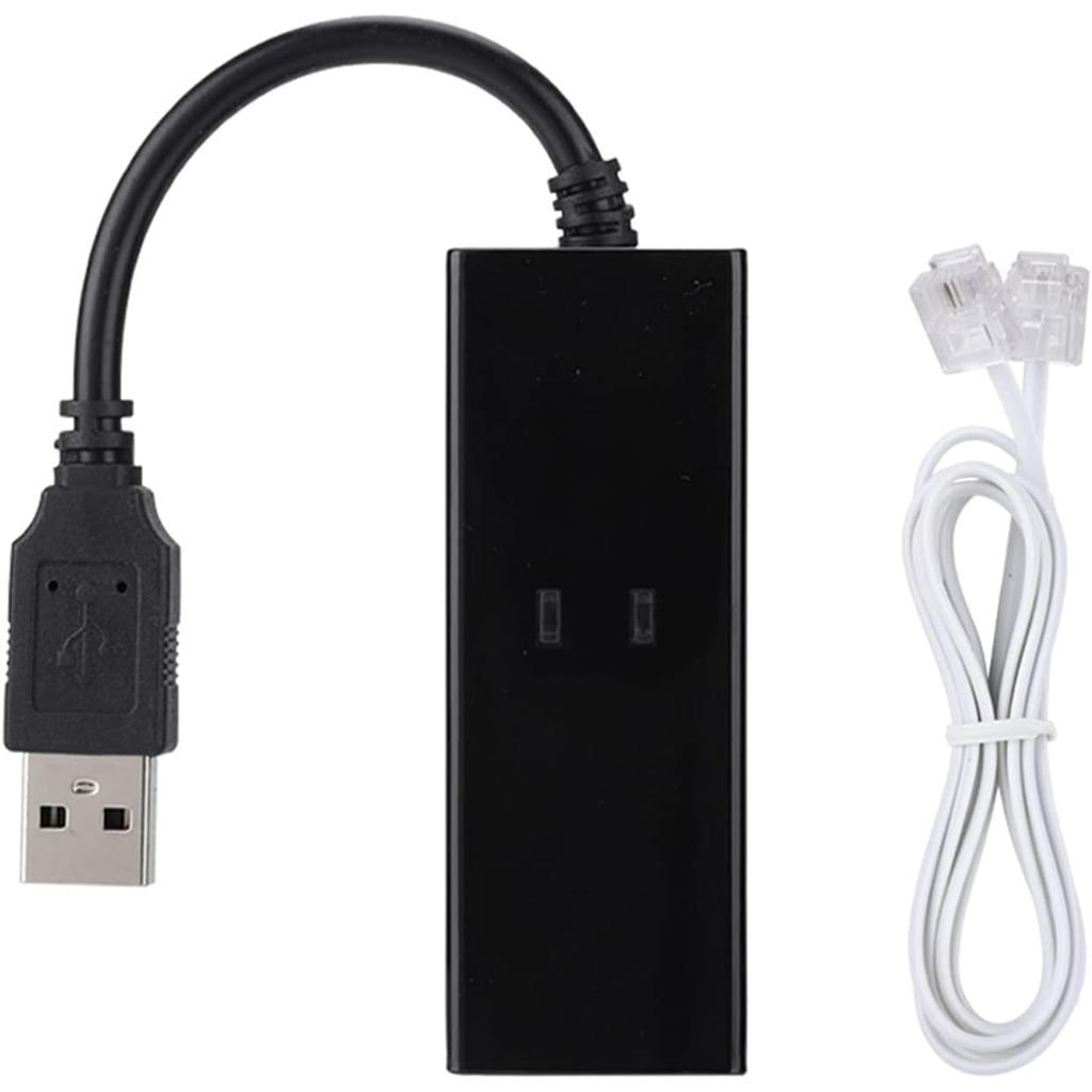 Rj11 ถึงอะแดปเตอร์ USB Fax โมเด็ม USB 10 Abs สีดํา USB 56K ภายนอก Dial Up เสียง Fax ข้อมูลโมเด็ม Fit
