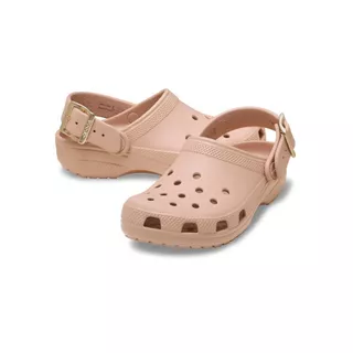 CROCS รองเท้าลำลองผู้ใหญ่ CLASSIC METALLIC BUCKLE CLOG - BLUSH