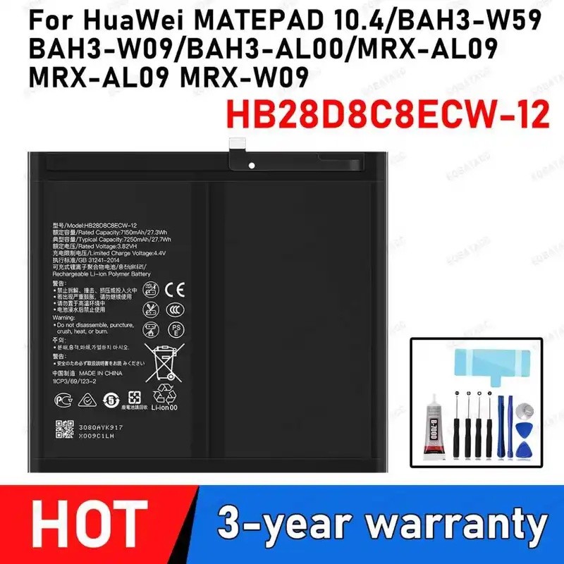 HB28D8C8ECW HB28D8C8ECW-12 แบตเตอรี่สําหรับ HuaWei MATEPAD 10.4 BAH3-W59 W09 AL00 แท็บเล็ตแบตเตอรี่ 