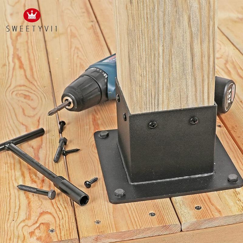 SWEET~ Durability Metal Post Brackets Weatherproofed Patios Railing Brackets สําหรับการสนับสนุนรางดา