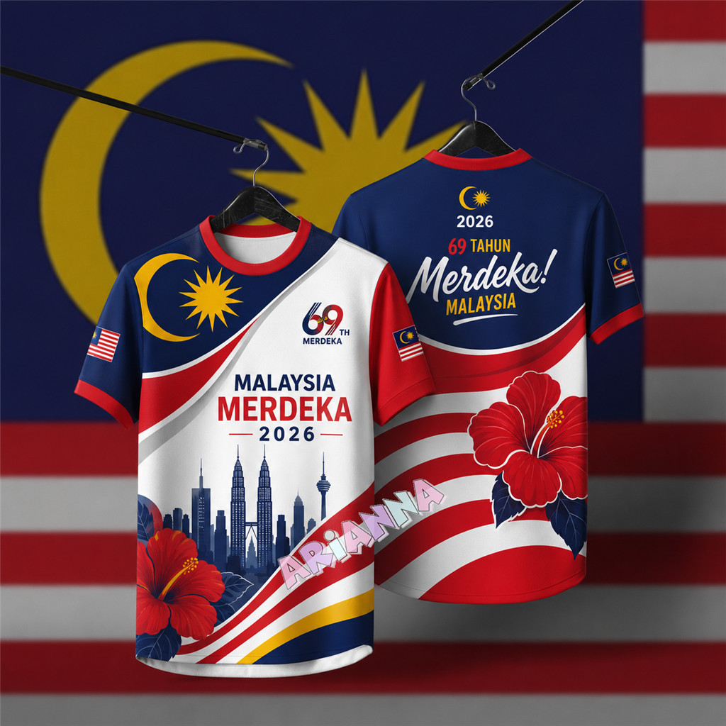 2026 69th Independence Day T เสื้อระเหิดแห้งเร็ว Jersey ขนาดใหญ่ Streetwear 69th Baju Merdeka เสื้อย