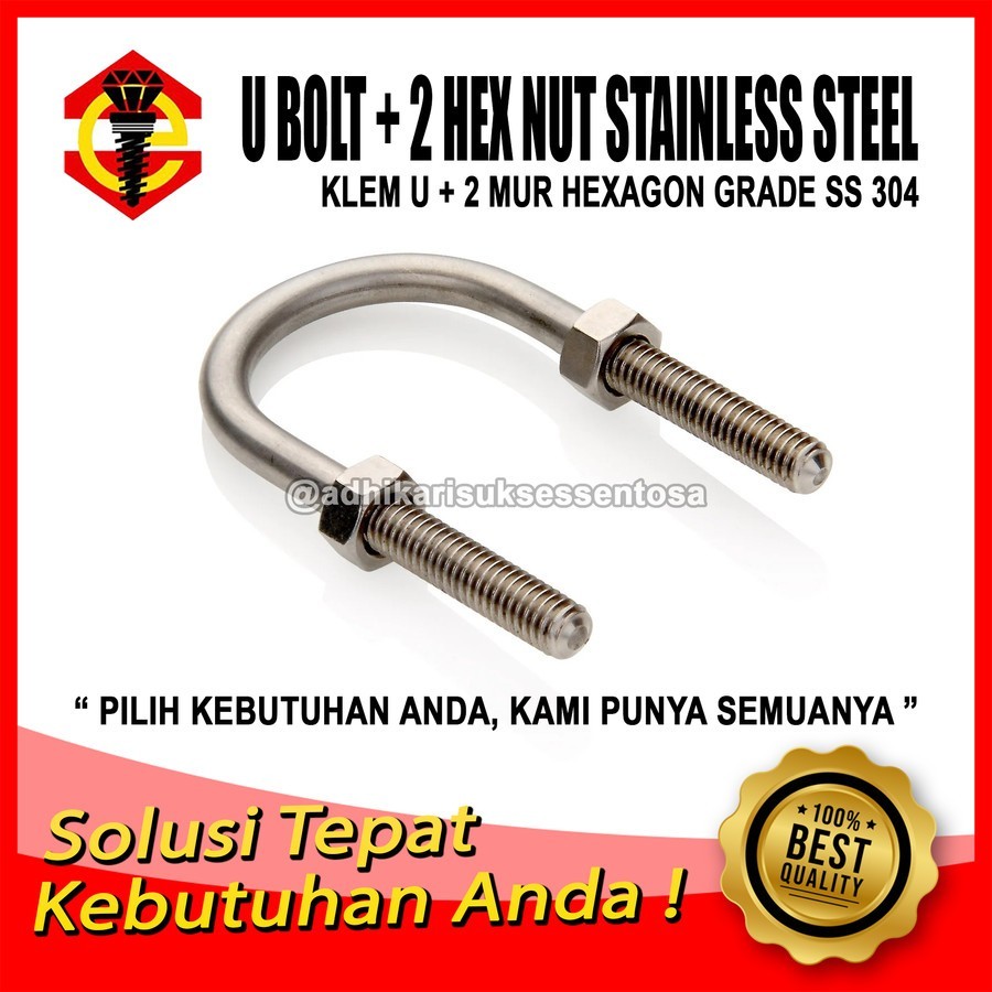 SS 304 / U Bolt Stainless M10 / U Clamp Bolt 10 MM / U Clamp 3/8 INCH SUS 304