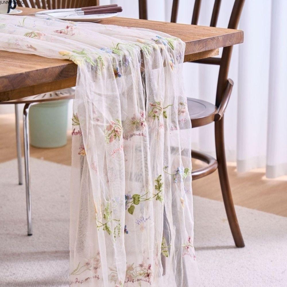 JUNMPER2R ดอกไม้รองชนะเลิศอันดับตาราง, Delicated 75x180 75x300 ลูกไม้ Tulle Runner, ดอกไม้ผีเสื้อเย็