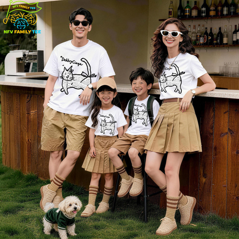ชุดครอบครัว🐱COD NFV Family Tee เสื้อยืดแขนสั้น เบาเย็น เสื้อเด็ก เนื้อผ้าสบาย ผ้าฝ้าย YG5969