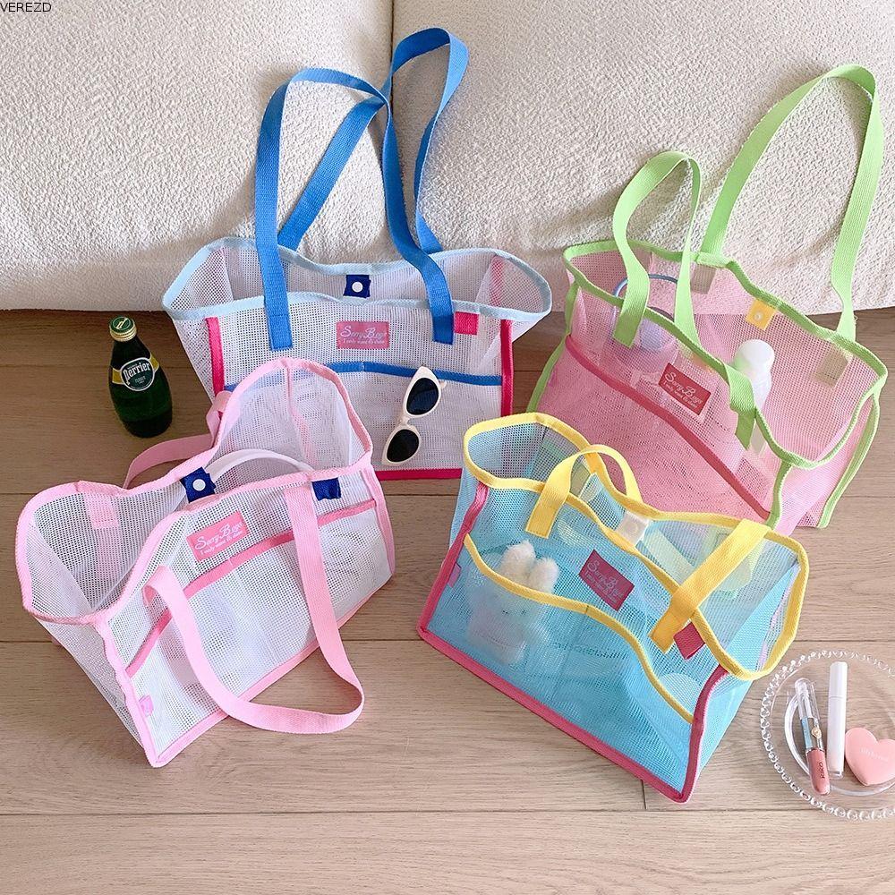 VEREZD Mesh Beach Bag,Breathable Large Capacity Beach Tote Bag,พับReusable Mesh Swimming Tote Bag Be
