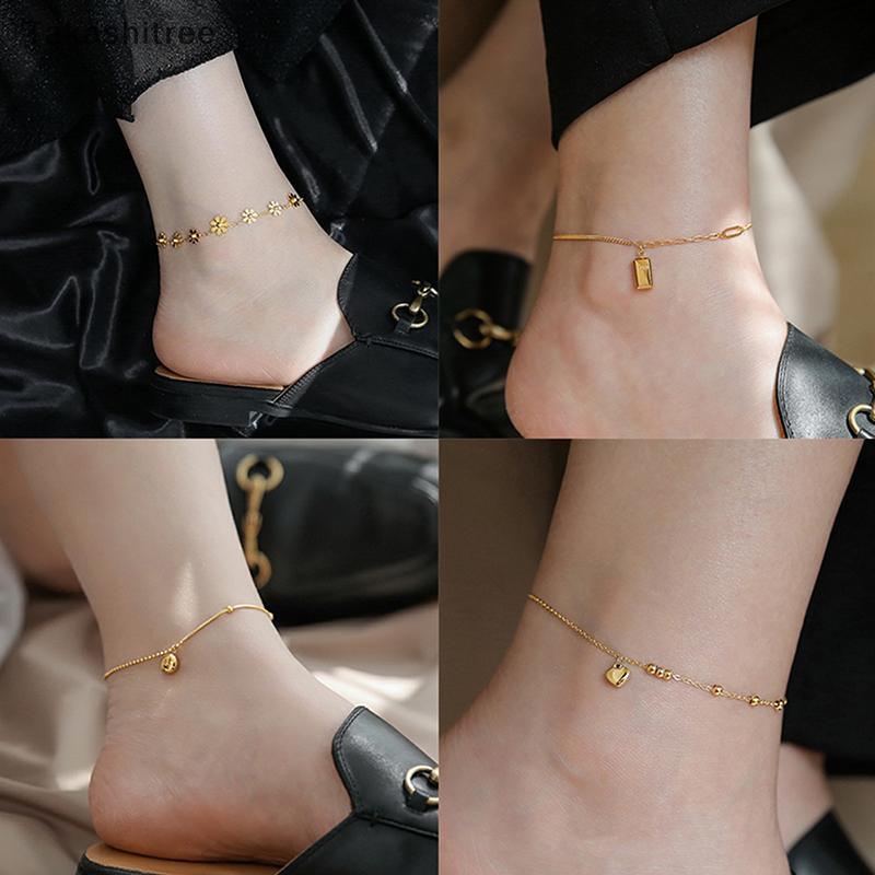 (Takashitree) Simple Titanium Steel Anklet Womens Advanced Anklet Fashion Love Anklet Accessories Gi