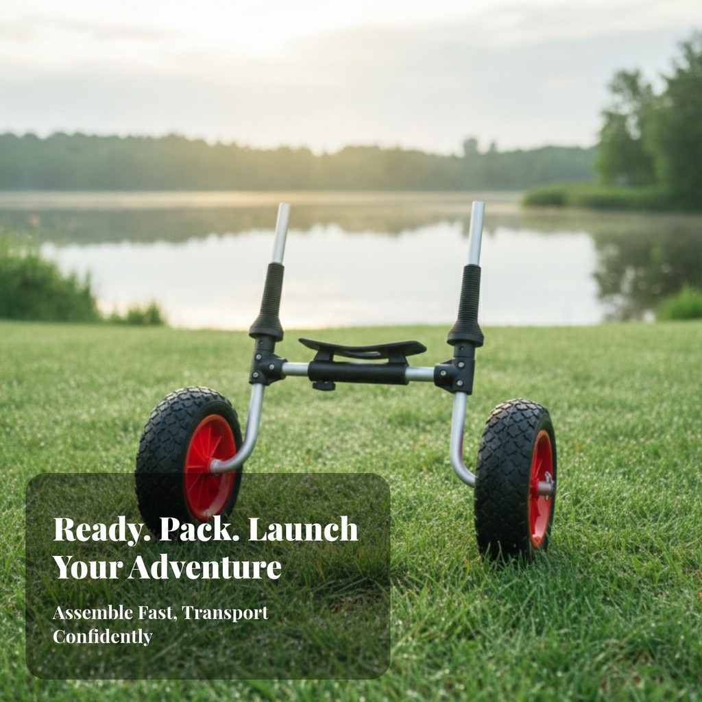 Watercraft Cart Universal Kayak Scupper Cart Carrier Anodized สําหรับเรือคายัค, Shoreline, Boat Ramp