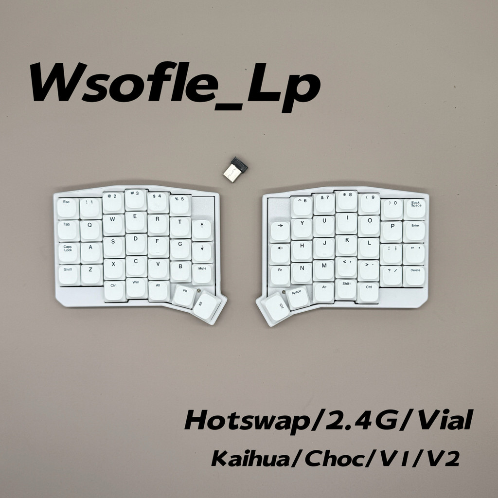 Low Axis WSOFLE Split Mechanical Keyboard 2.4G Ergonomic Split Hot Swap Keyboard VIAL Modification P