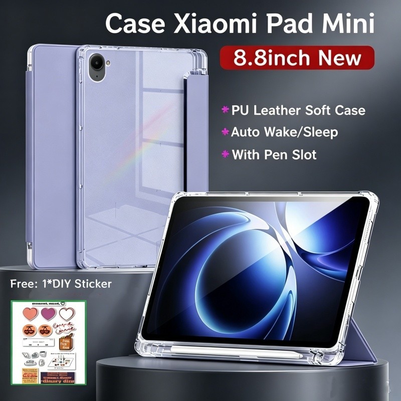 สําหรับ Xiaomi Pad Mini 8.8 นิ้วขาตั้งแม่เหล็กสมาร์ทซิลิโคนสําหรับ Xiaomi Pad Mini สมาร์ทกรณีพลิกปาก