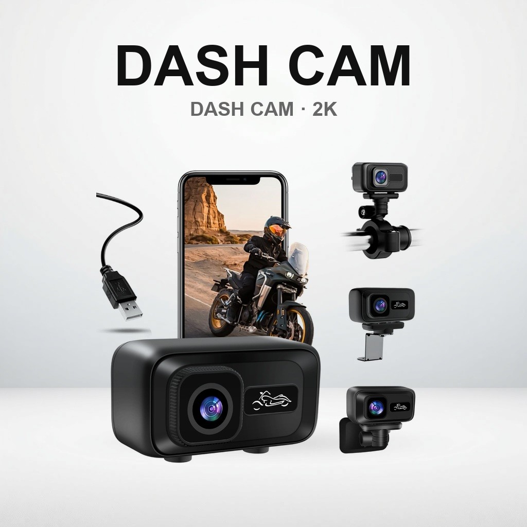 2K Motorcycle Dash Cam SULUWU Compact Motorcycle DVR with Shock Detection, Loop Recording, High Dust