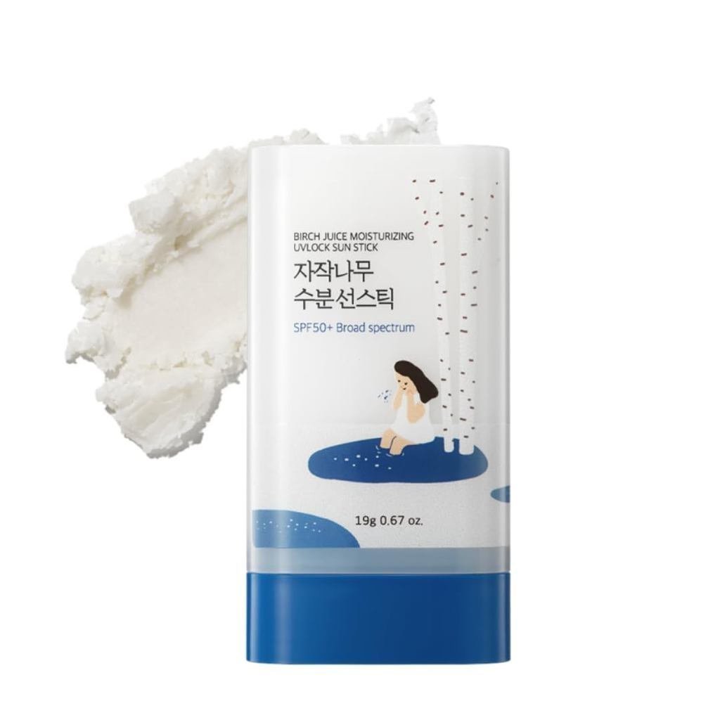 RLAB ROUND Birch Sap Sunscreen Stick, ครีมกันแดด Radiospectrum, SPF50+, 0.67oz, เหมาะสําหรับผิวหน้า 