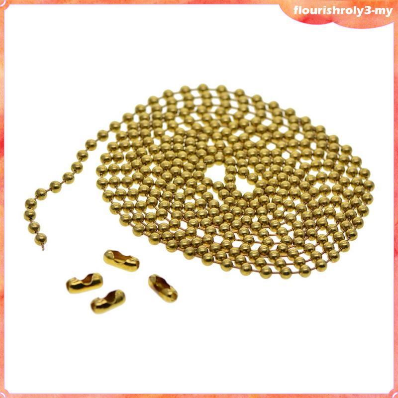 [Flurish] 2.2Yards โซ่ลูกยาวทองเหลืองพร้อมขั้วต่อ Clasps Beading พวงกุญแจ