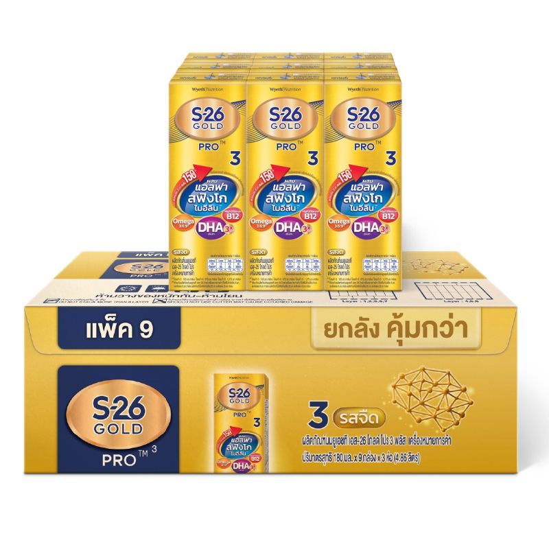 เอส26โกลด์โปรนมยูเอชทียกลัง แพค 27 S26 Gold Pro UHT Milk Pack 27 [หมายเลขบาร์โค้ด 8850011074291 ]