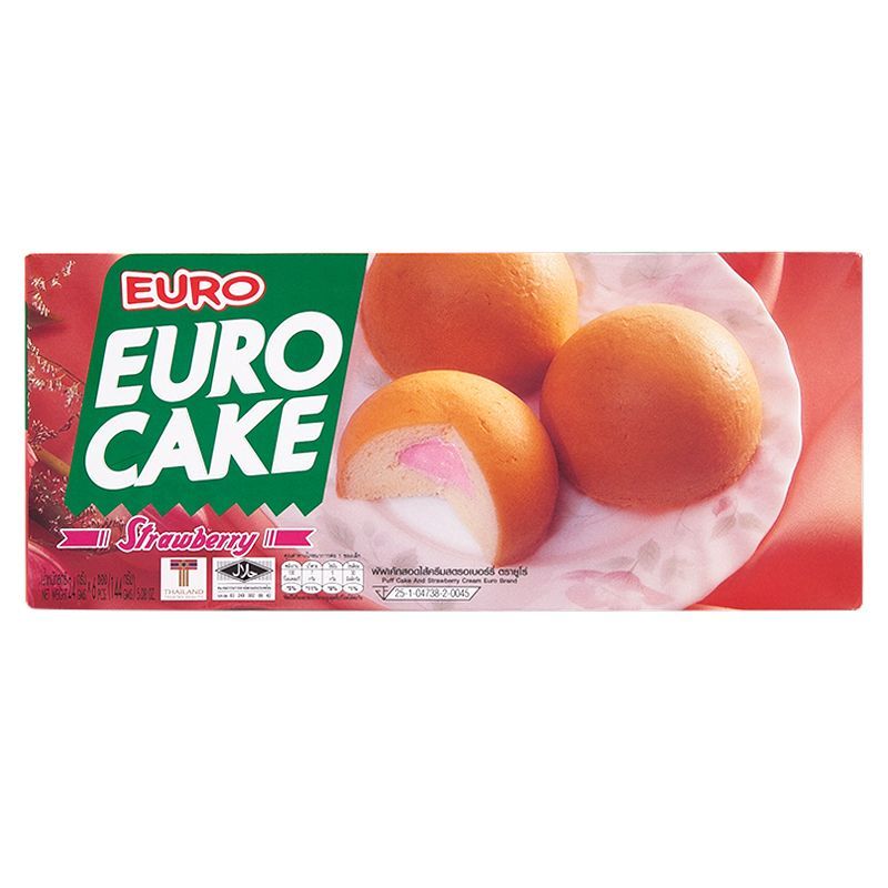 ยูโร่เค้กสตรอเบอร์รี่ 144กรัม Euro Strawberry Cake 144g. [หมายเลขบาร์โค้ด 8850426000052 ]