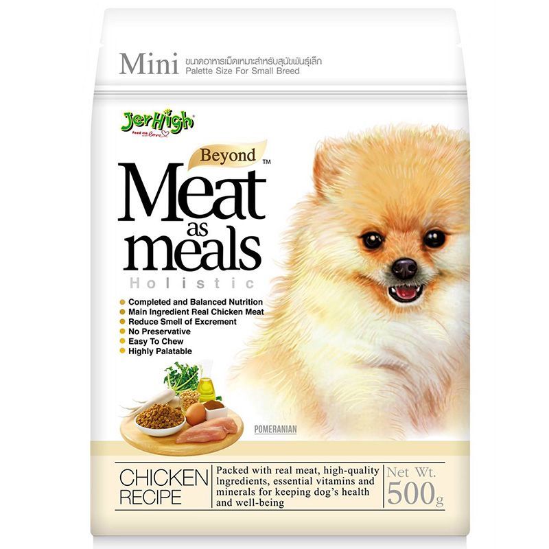 เจอร์ไฮมีทแอสมีลส์อาหารสุนัขพันธุ์เล็กรสไก่ 500ก Jer Hight Meat As Meals Chicken 500g [หมายเลขบาร์โค้ด 8851759450385 ]
