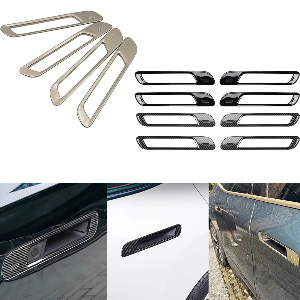 สําหรับ BMW 7 Series i7 G70 2023 2025 ฝาครอบมือจับประตู Trim 4 ชิ้นคาร์บอนไฟเบอร์สไตล์