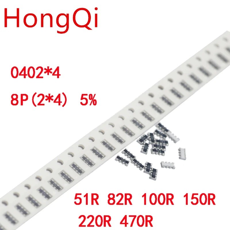 100pcs 0402*4 8P4R 2*4P SMD Network Resistor Array 0 ~ 1M 1 10 22 47 100 220 330 470 1K 2.2K 4.7K 10