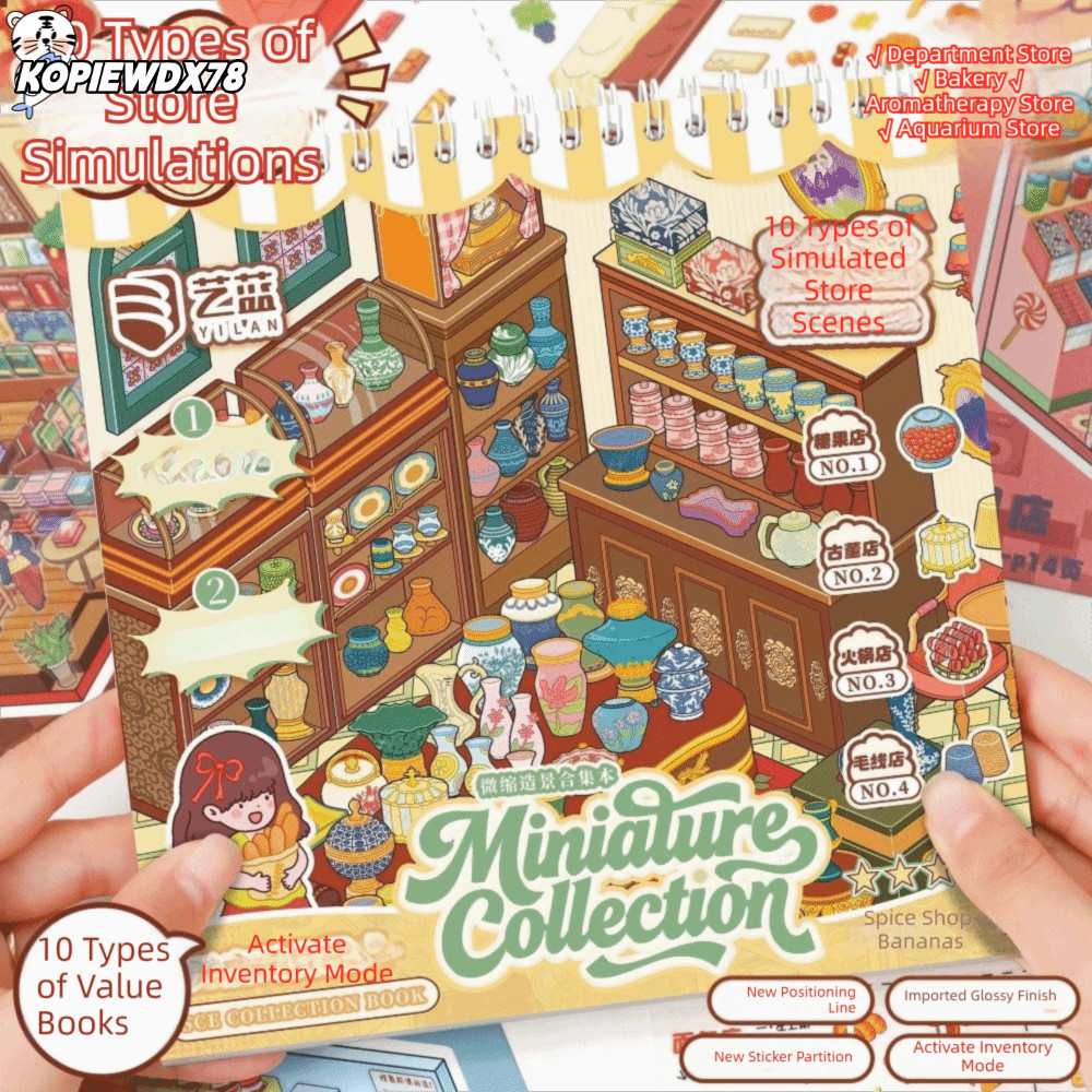KOPIEWDX78MN Shop ฉากสติกเกอร์, Kawaii Design Pre Cut สติกเกอร์ทิวทัศน์, Creative Spiral Bound รูปแบ