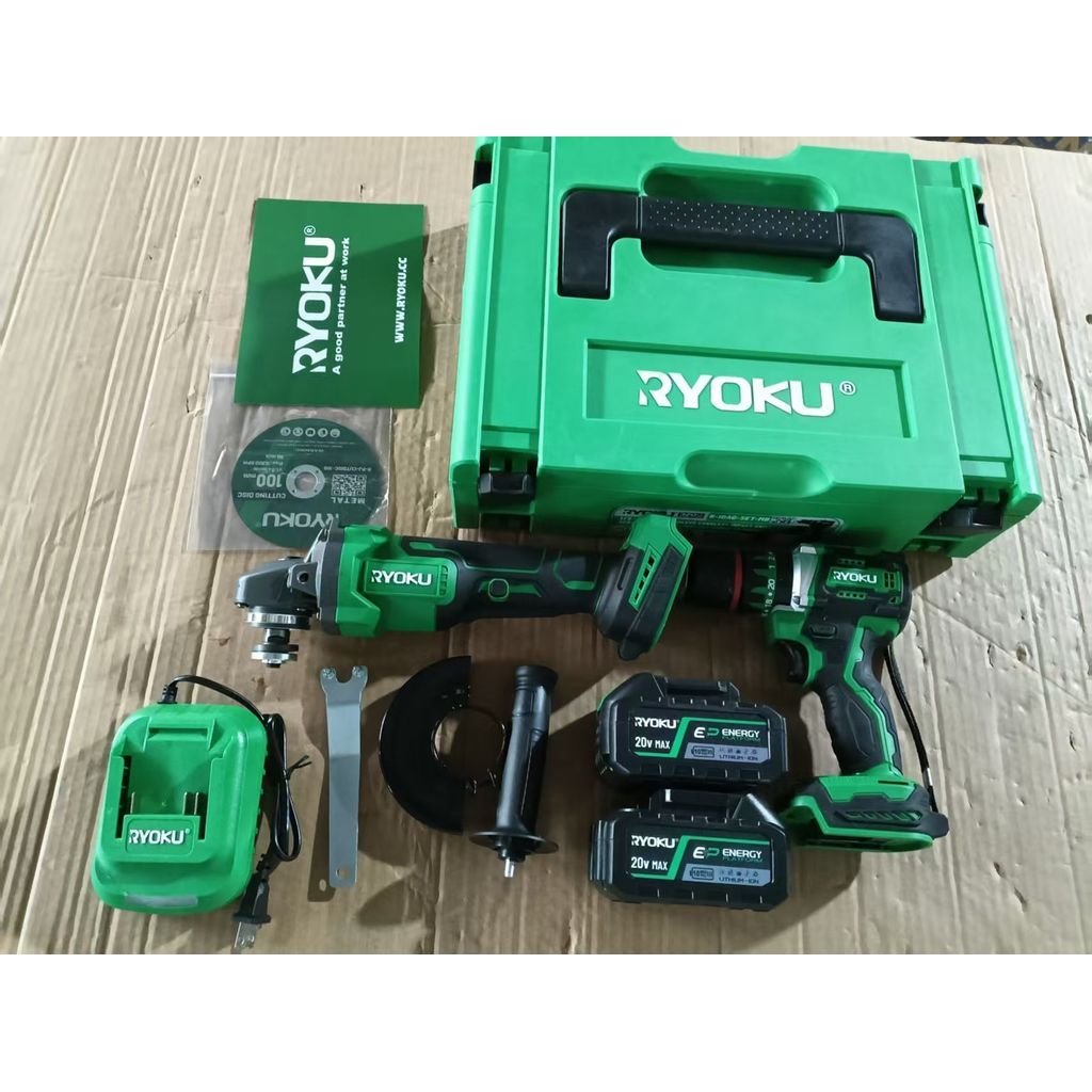 ชุดเครื่องมือไฟฟ้าไร้สายแบบไม่มีแปรงถ่าน RYOKU 20V