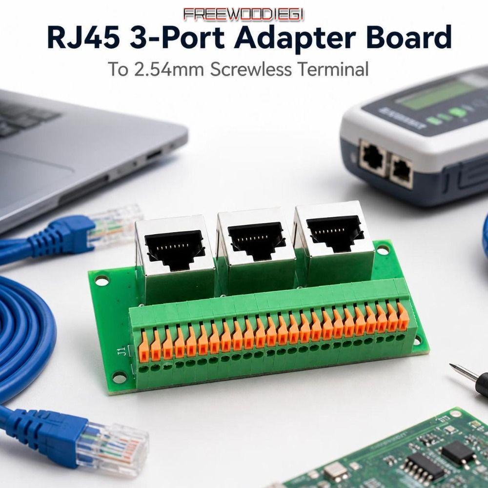 FREEWOODIEGI RJ45 Breakout Board, 8-Pin สามทาง RJ45 หญิง, Professional ฤดูใบไม้ผลิ Terminal Solderle