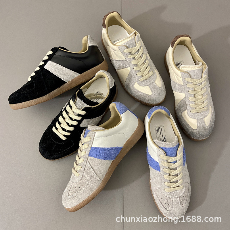 4XMV MM-6 2025New color distressed German training shoes for women, lace-up casual sports shoes for 