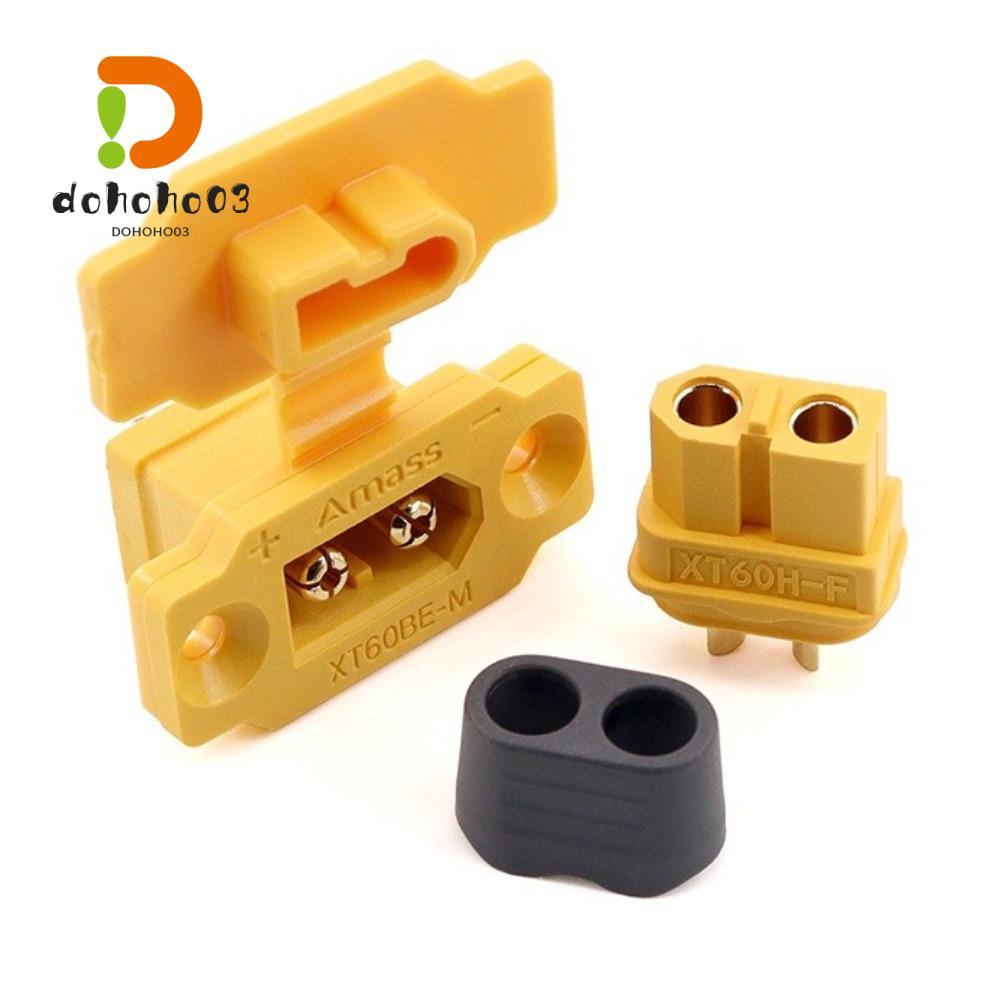 DOHOHPH XT60BE ปลั๊กตัวผู้, สีดําสีเหลืองแบบพกพา XT60BE-MF Connector, Amass East พร้อมติดตั้งพร้อมฝา